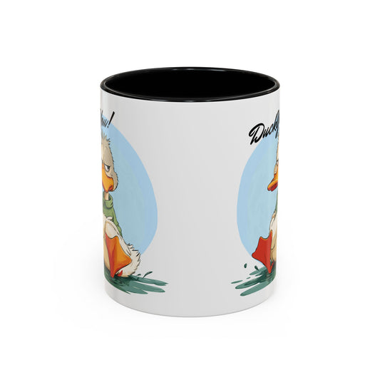 Coffee Mug, Quirky Duck Accent Mug - Funny Double Meaning Cup, Novelty Gift for Coffee Lovers, Ceramic Tea Mug, Office Desk Décor, Cute