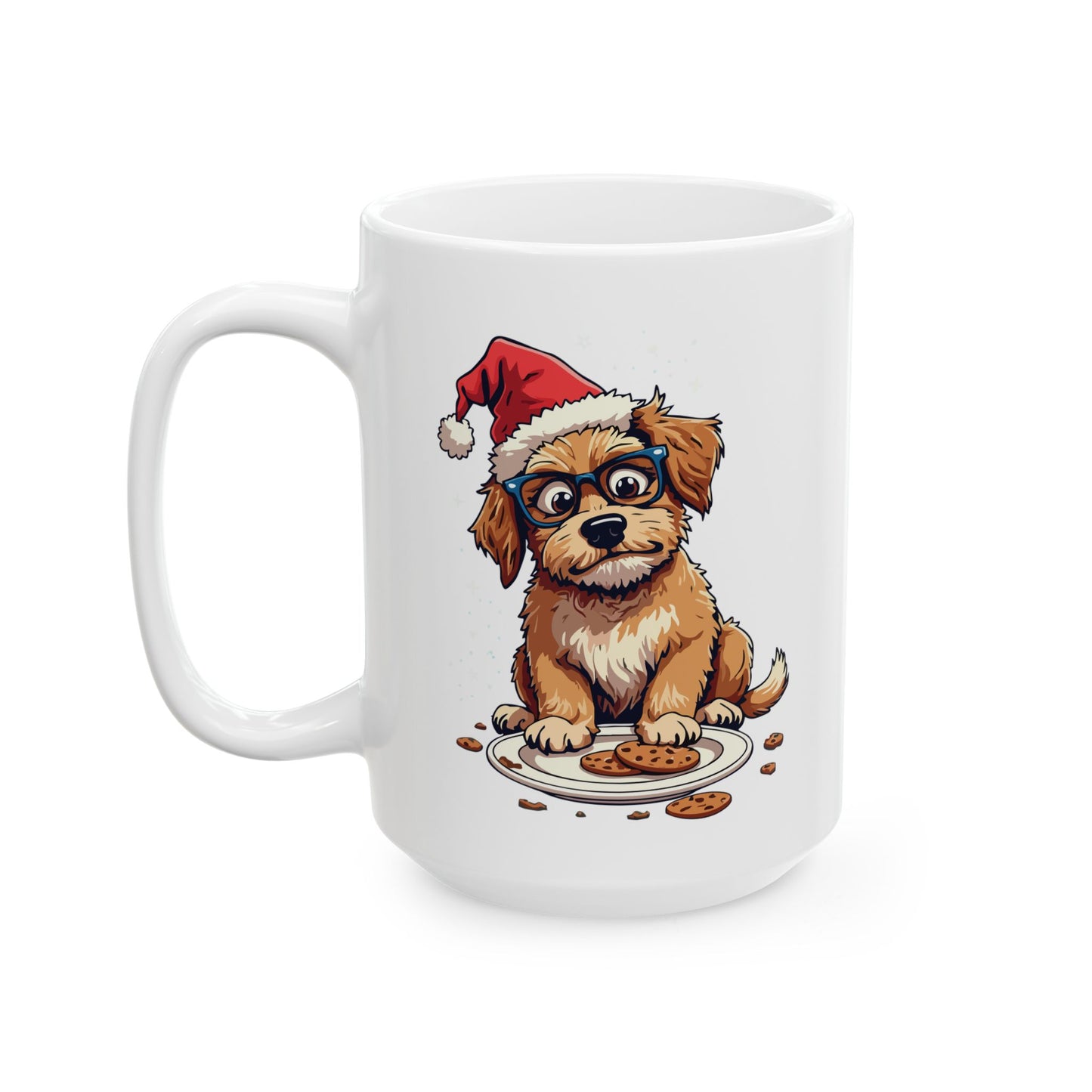 Festive Dog Christmas Mug, Cute Pet Lover Gift, Holiday Coffee Cup, Santa Dog Ceramic Drinkware, Perfect for Winter Celebrations
