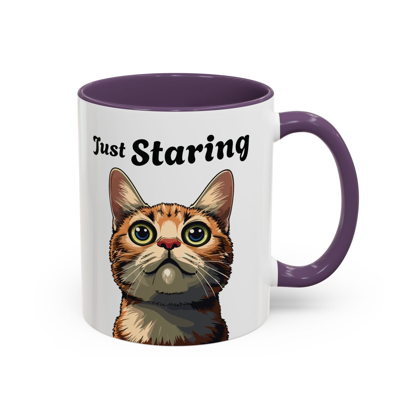 Cat Lover's Accent Coffee Mug - Just Staring, Funny Gift for Cat Owners, Pet Lovers, Home Decor, Birthday Gift, Novelty Mug