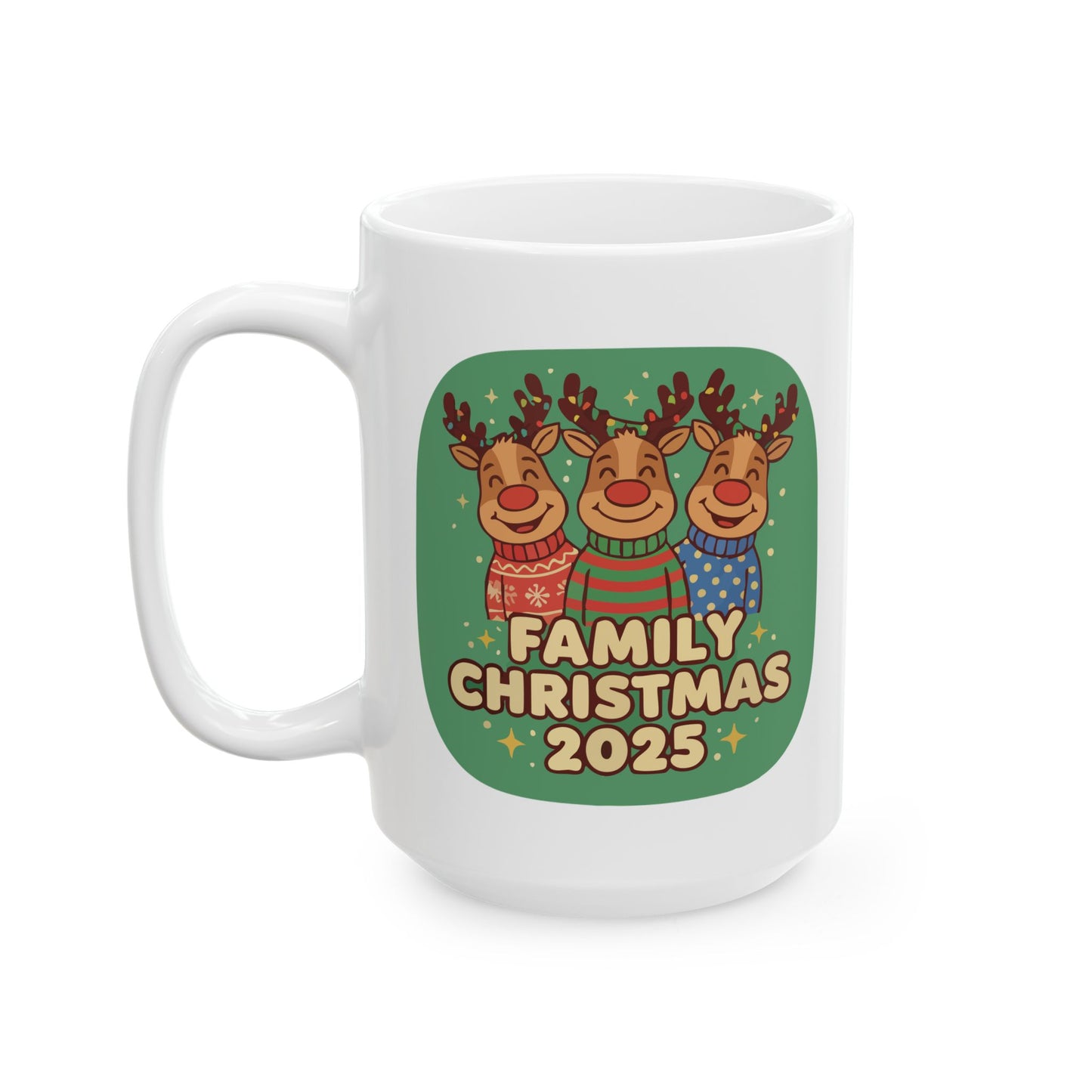 Festive Christmas Mug, Reindeer Coffee Cup, Holiday Gift, Cute Drinkware, Winter Celebration, 11oz 15oz Options