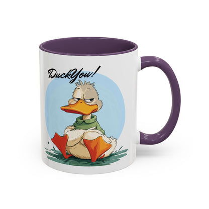 Coffee Mug, Quirky Duck Accent Mug - Funny Double Meaning Cup, Novelty Gift for Coffee Lovers, Ceramic Tea Mug, Office Desk Décor, Cute