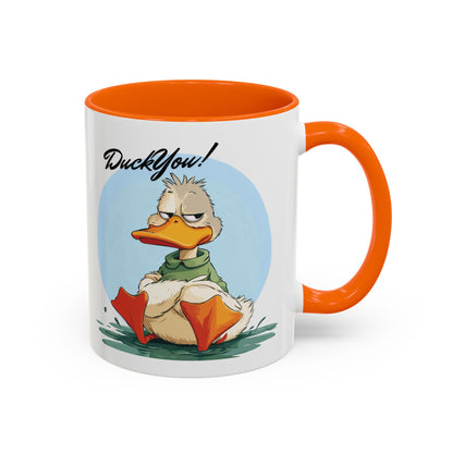 Coffee Mug, Quirky Duck Accent Mug - Funny Double Meaning Cup, Novelty Gift for Coffee Lovers, Ceramic Tea Mug, Office Desk Décor, Cute