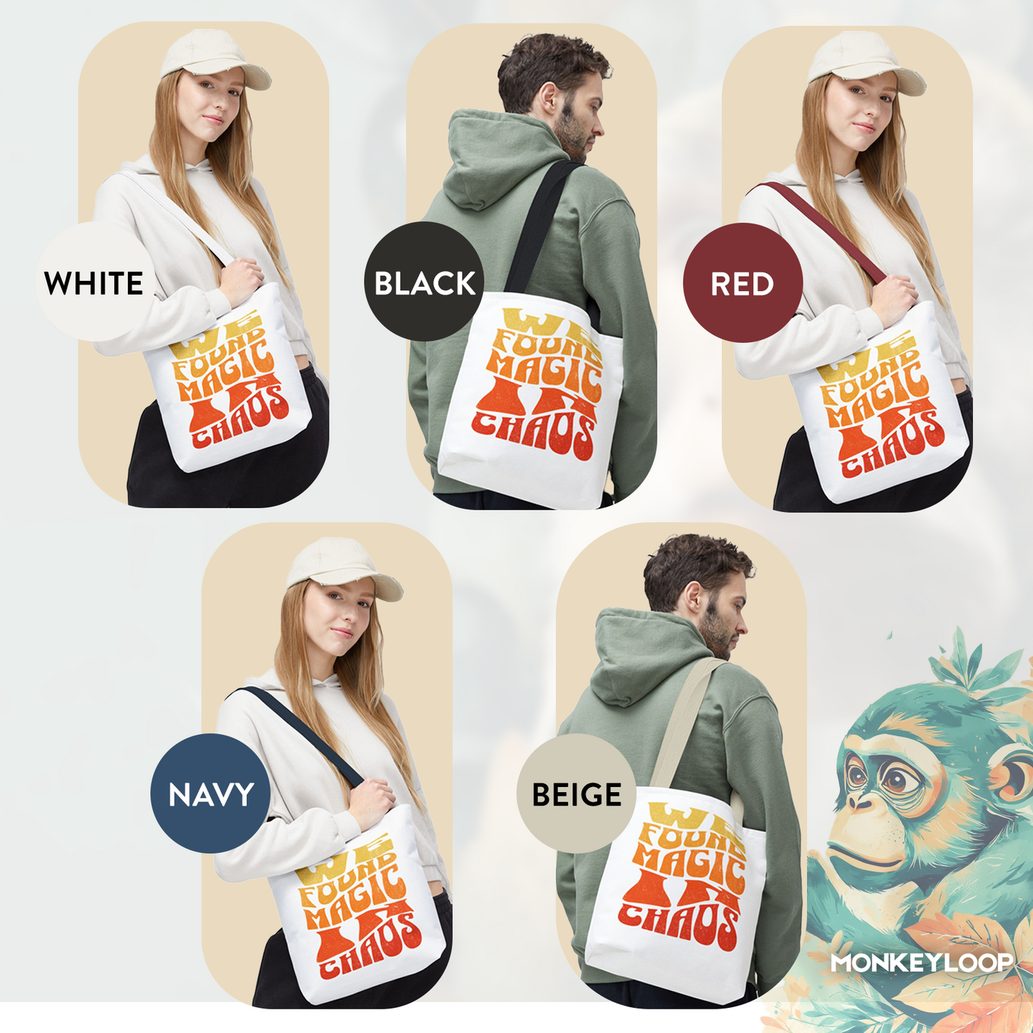 Vibrant Tote Bag with 'We Found Magic in Chaos' Design, Eco-Friendly Bag for Everyday Use, Perfect for Beach Days, Shopping, or Gifts