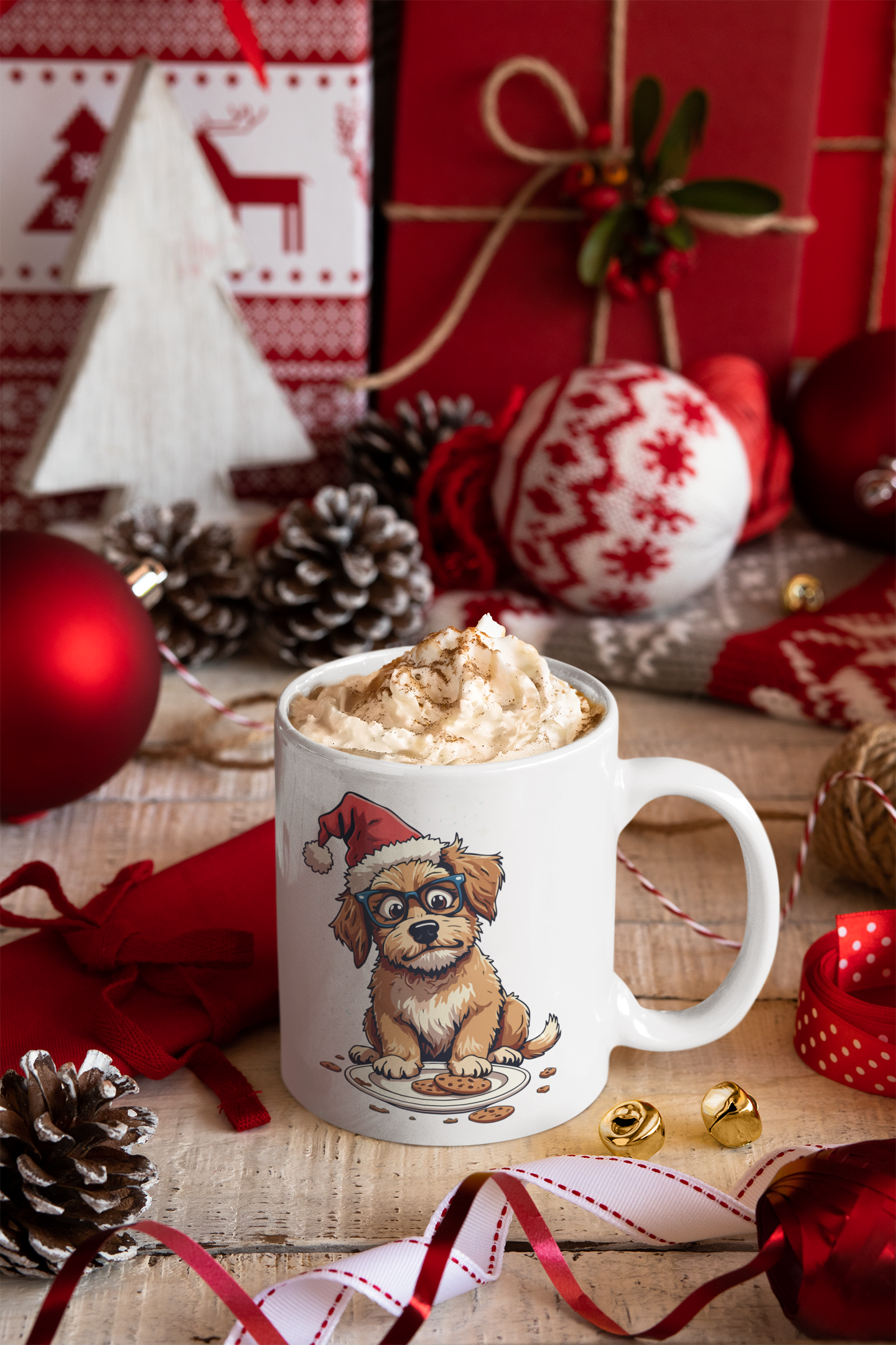 Festive Dog Christmas Mug, Cute Pet Lover Gift, Holiday Coffee Cup, Santa Dog Ceramic Drinkware, Perfect for Winter Celebrations