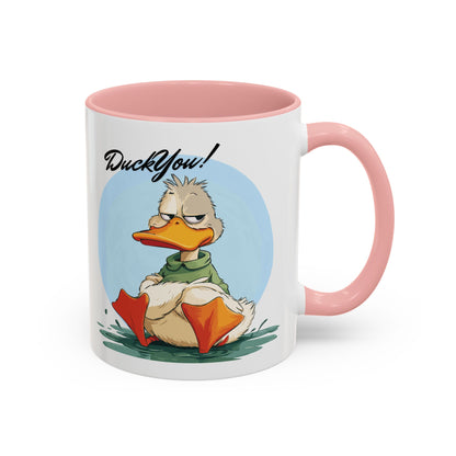 Coffee Mug, Quirky Duck Accent Mug - Funny Double Meaning Cup, Novelty Gift for Coffee Lovers, Ceramic Tea Mug, Office Desk Décor, Cute
