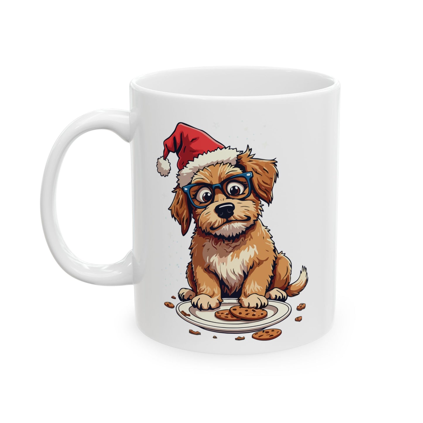 Festive Dog Christmas Mug, Cute Pet Lover Gift, Holiday Coffee Cup, Santa Dog Ceramic Drinkware, Perfect for Winter Celebrations