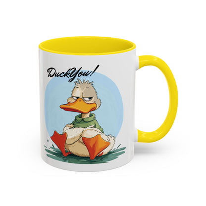 Coffee Mug, Quirky Duck Accent Mug - Funny Double Meaning Cup, Novelty Gift for Coffee Lovers, Ceramic Tea Mug, Office Desk Décor, Cute