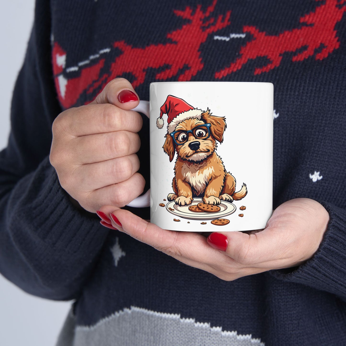 Festive Dog Christmas Mug, Cute Pet Lover Gift, Holiday Coffee Cup, Santa Dog Ceramic Drinkware, Perfect for Winter Celebrations