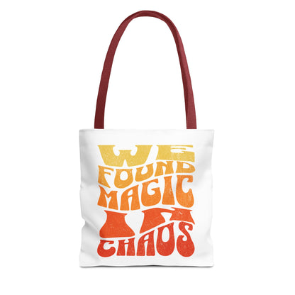 Vibrant Tote Bag with 'We Found Magic in Chaos' Design, Eco-Friendly Bag for Everyday Use, Perfect for Beach Days, Shopping, or Gifts