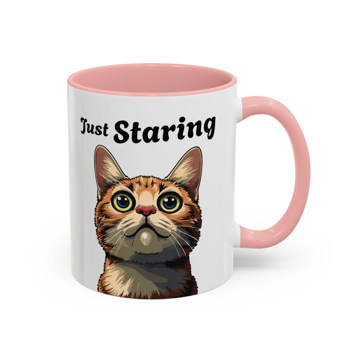 Cat Lover's Accent Coffee Mug - Just Staring, Funny Gift for Cat Owners, Pet Lovers, Home Decor, Birthday Gift, Novelty Mug