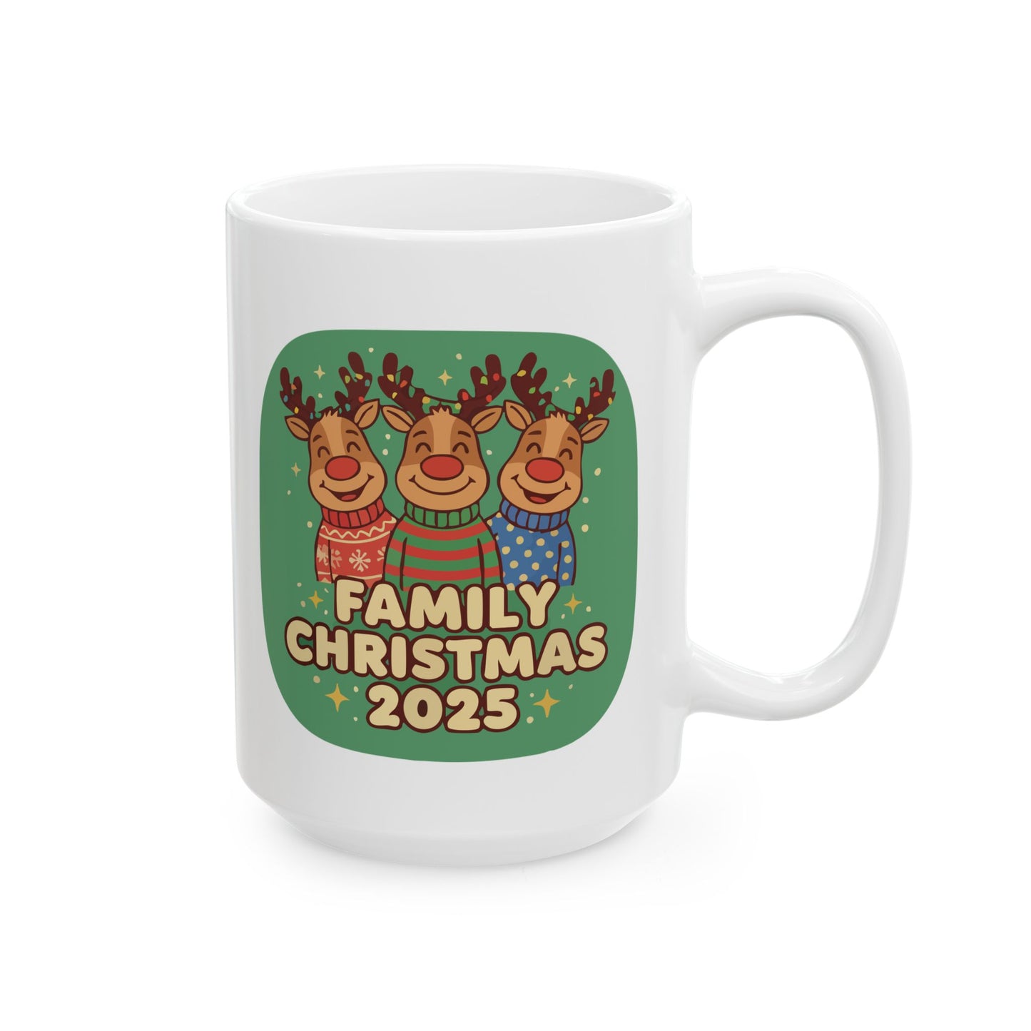 Festive Christmas Mug, Reindeer Coffee Cup, Holiday Gift, Cute Drinkware, Winter Celebration, 11oz 15oz Options