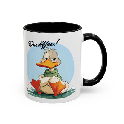 Coffee Mug, Quirky Duck Accent Mug - Funny Double Meaning Cup, Novelty Gift for Coffee Lovers, Ceramic Tea Mug, Office Desk Décor, Cute